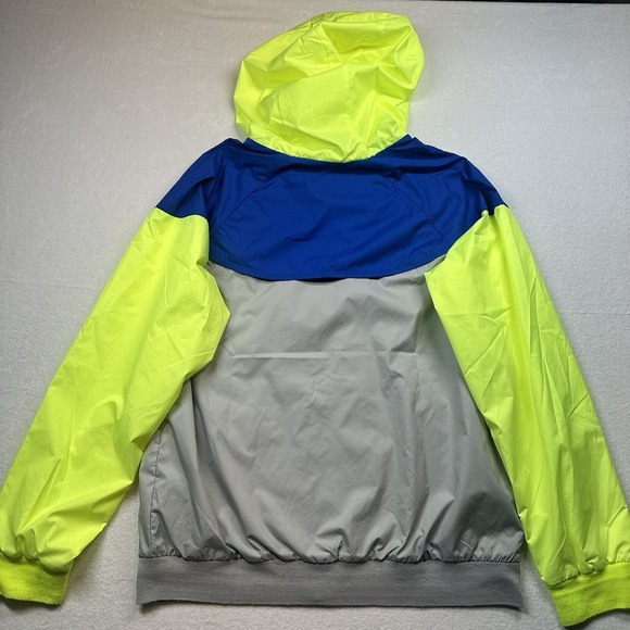 Vintage Nike Windbreaker Jacket XL Gray Blue Volt Just Do It Colorblock Hooded - Picture 2 of 15